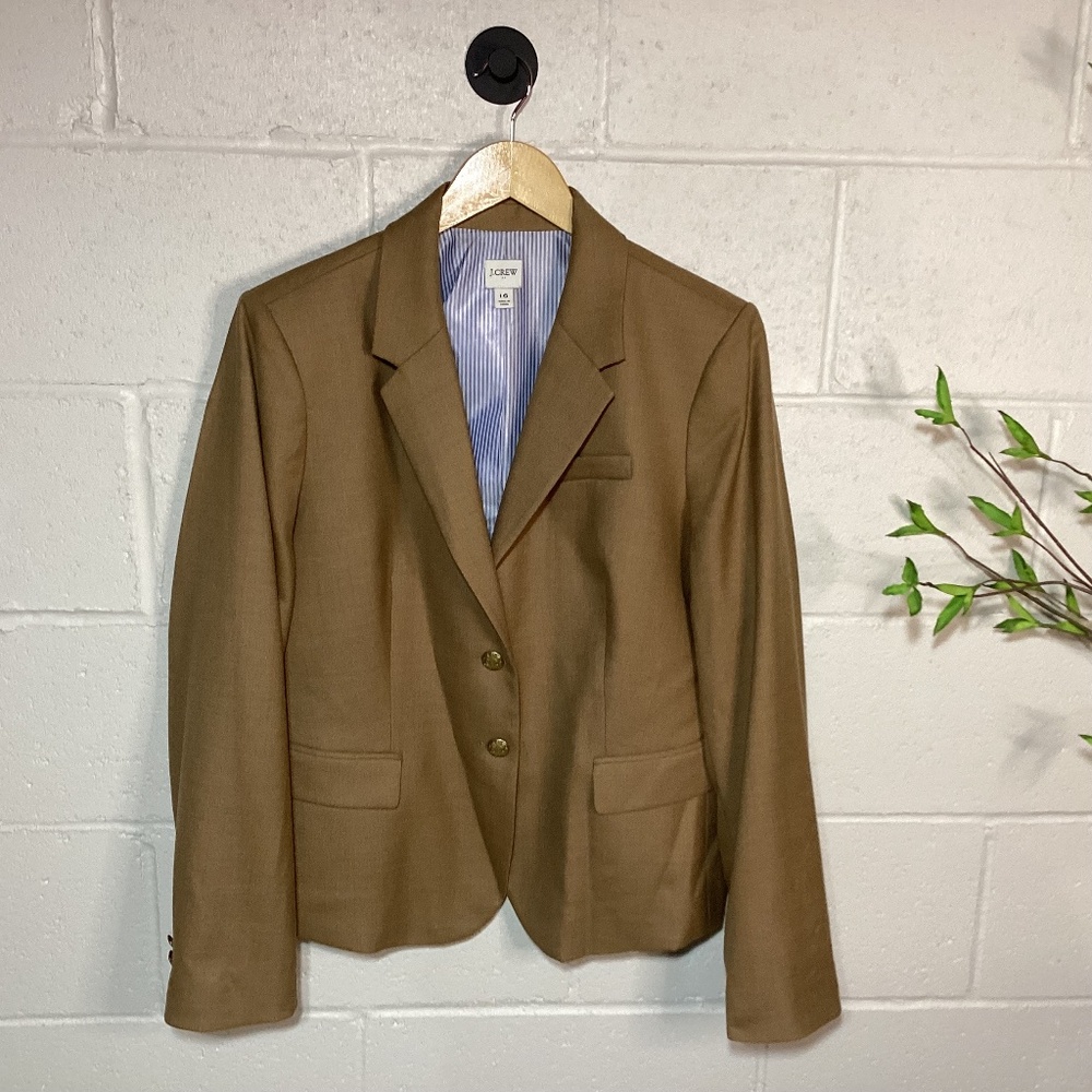 J Crew Camel Blazer | Gold Buttons | Silk Lined